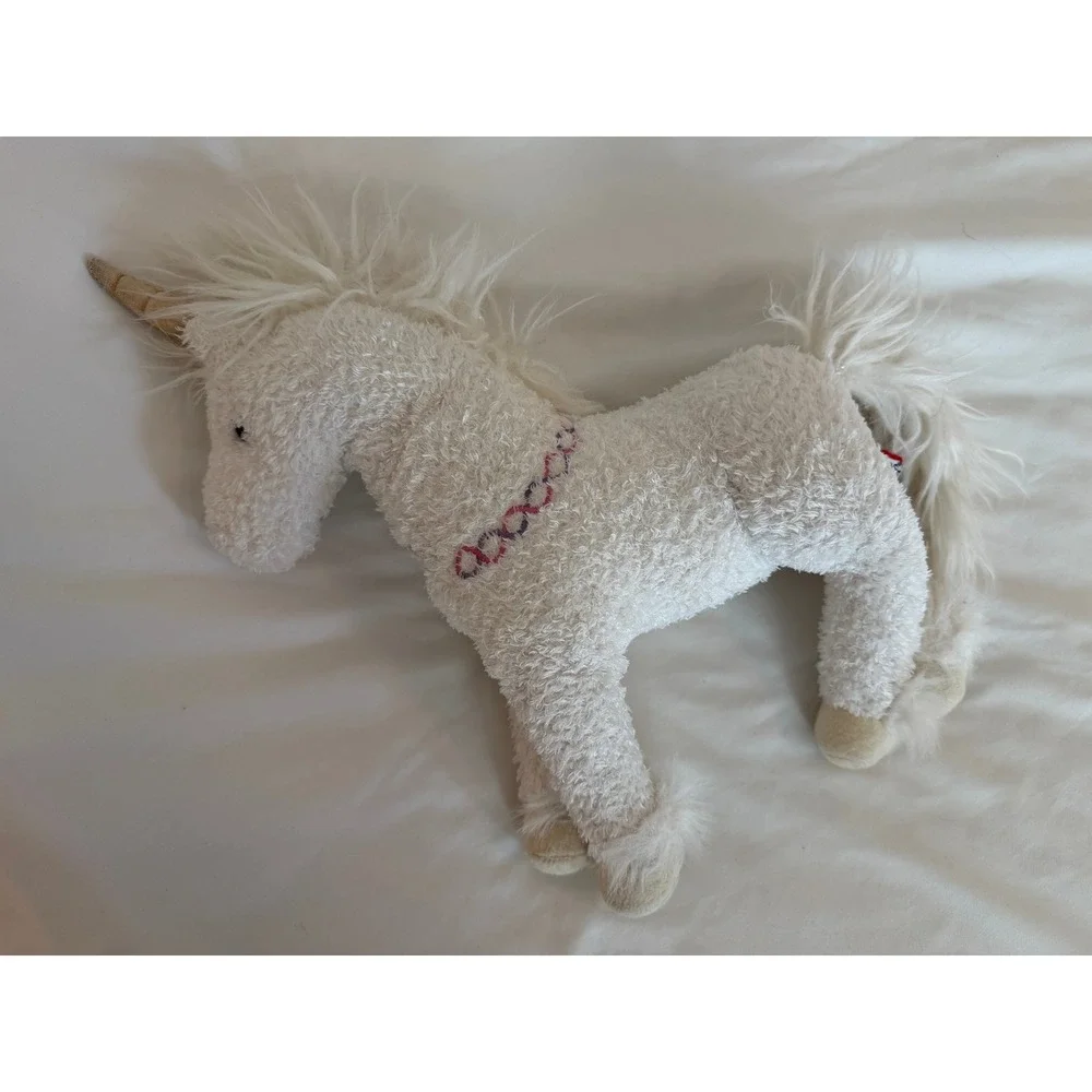 Douglas The Cuddle Toy White Unicorn Plush Gold Horn & Collar 12in